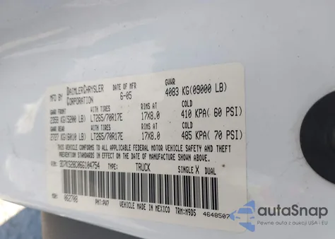 2006 Dodge Ram 2500 Slt/Trx4 Off Road/Sport/Power Wagon from USA, damaged, VIN 3D7KS28C06G104754